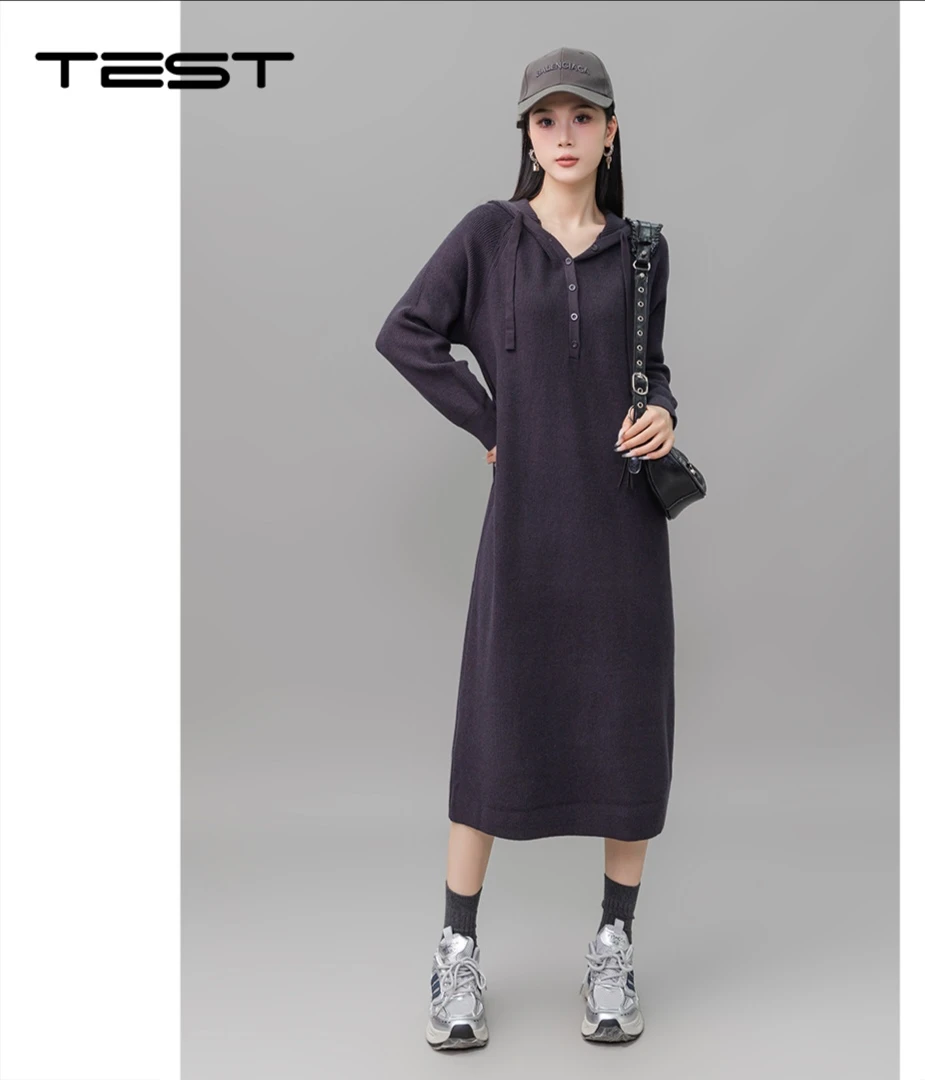 她之蝶冬新款针织打底连衣裙4244002