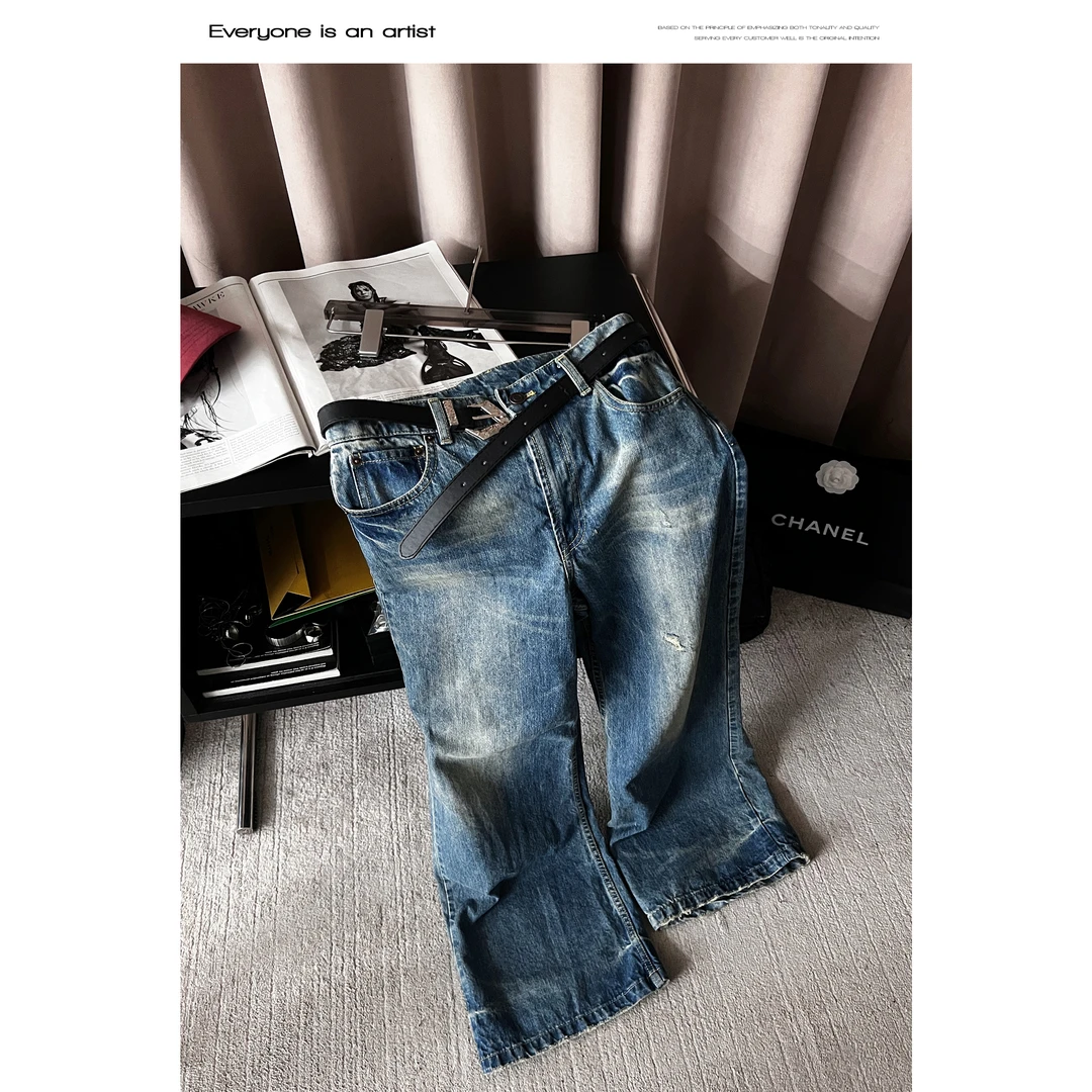 86753 百搭长款阔腿牛仔裤表姐同款