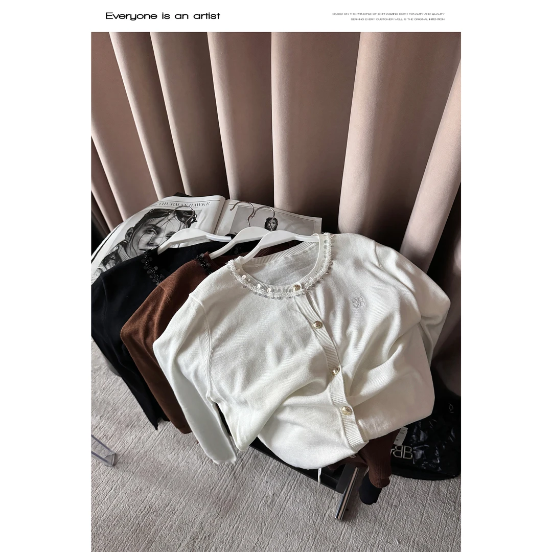 34123圆领上衣针织开衫百搭气质