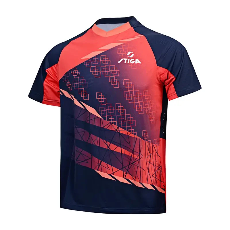 斯帝卡新款乒乓球服运动短袖渐变款男女斯蒂卡速干透气吸汗比赛