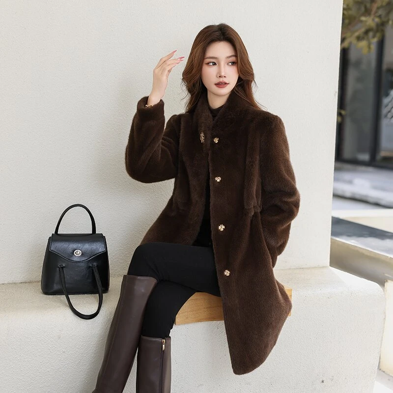 8815冬季皮毛一体轻奢百搭设计师加厚毛绒女士时尚外套小香风气质