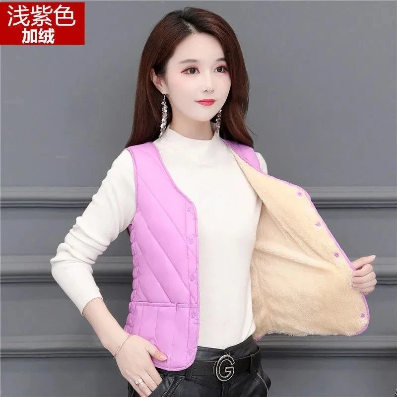 时尚款羽绒衣秋冬羽绒棉马甲女加绒2021新款轻薄修身短款内穿保暖