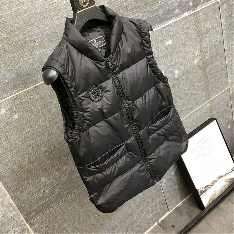 时尚款羽绒衣潮牌男士秋冬季新款休闲棉服马甲修身时尚坎肩棉衣背