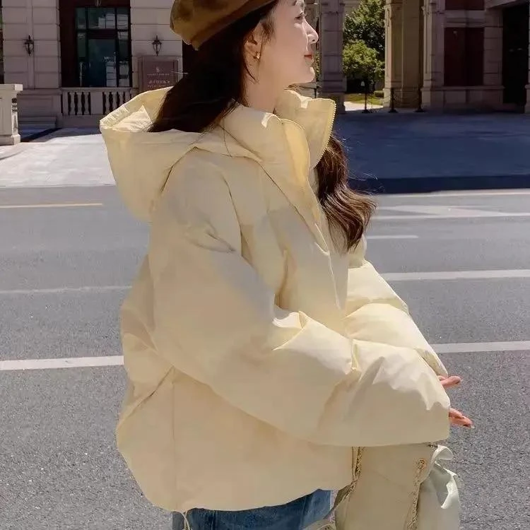 时尚款羽绒衣2023新款羽绒羽绒服女慵懒风ins短款学生韩版连帽宽