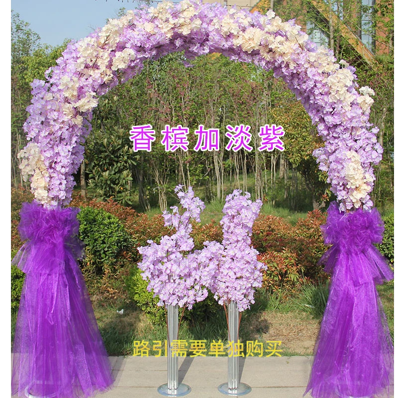 新款婚庆仿真樱花花门幸福门绢花开业活动店庆典结婚花门拱门架子