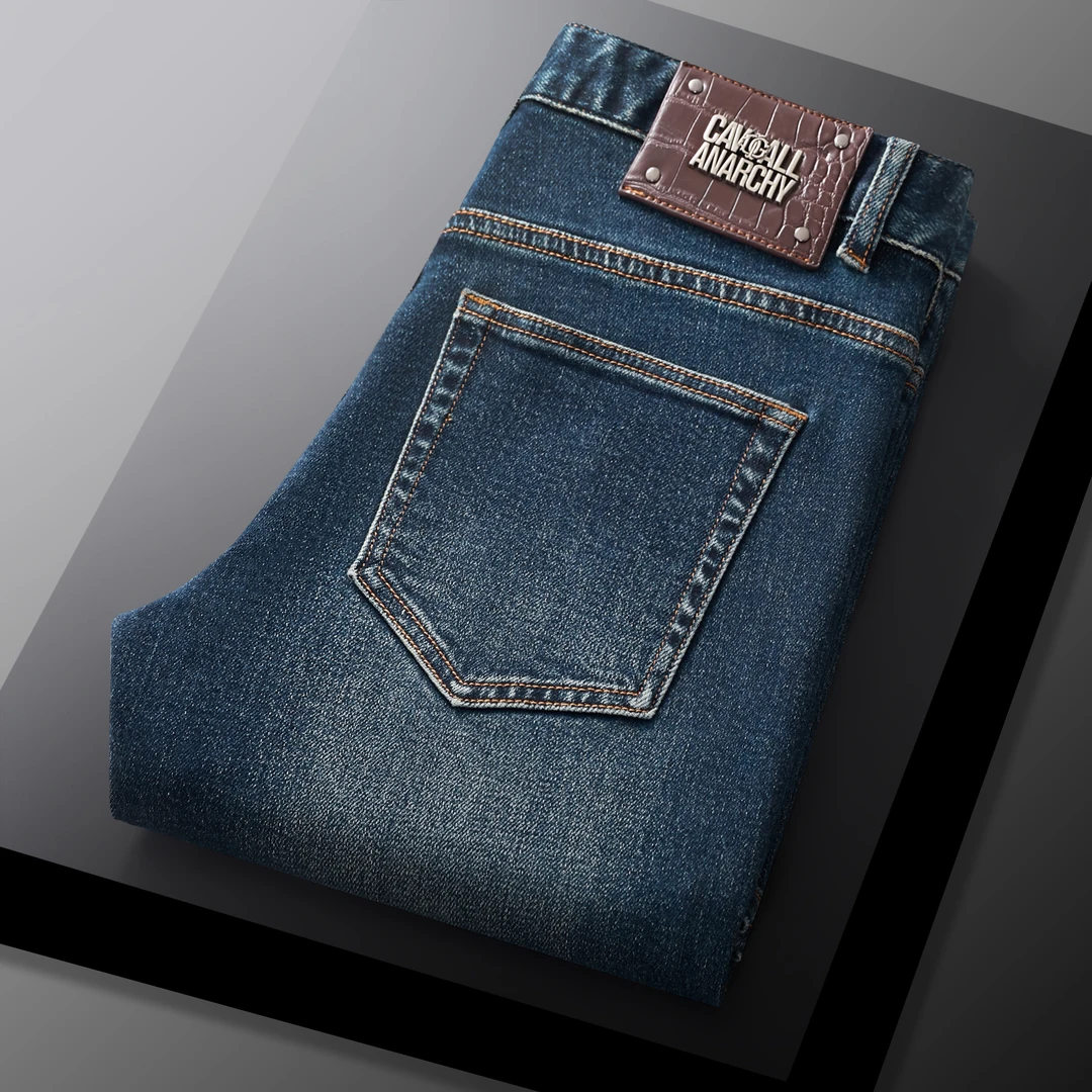 轻奢欧货重工水洗裤子男士弹力时尚男裤直筒百搭直筒蓝色牛仔裤