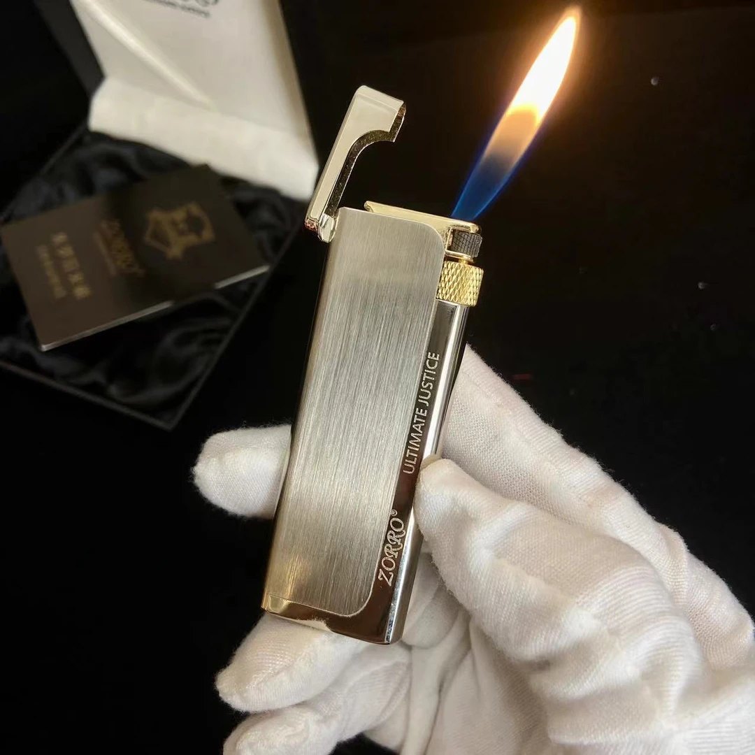 13佐罗超薄纯铜充气砂轮复古创意迷你窄机便携轻薄迷你卡片打火机