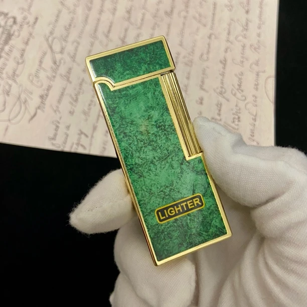 [编号163号]新款超薄大理石烤漆花色充气复古创意高端明火打火机