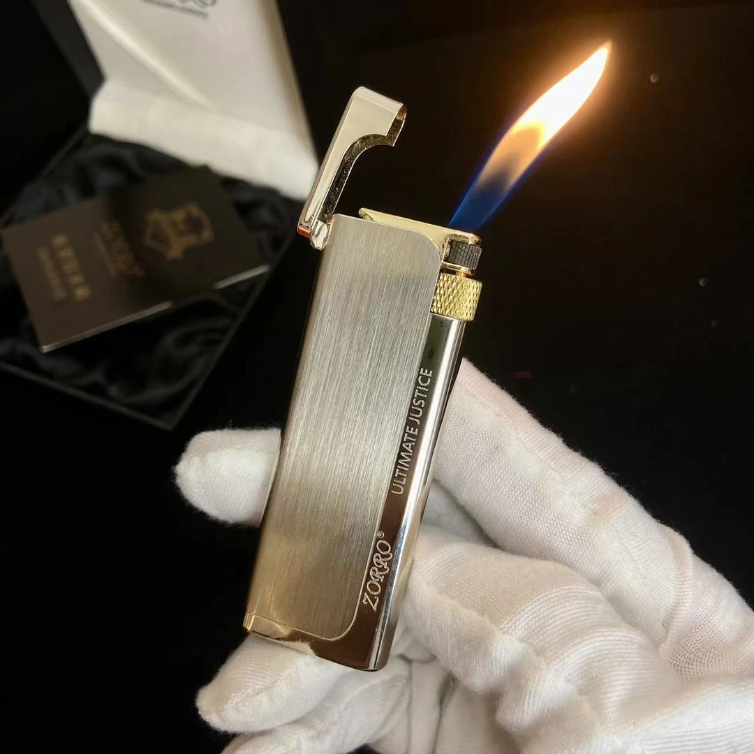 13佐罗超薄纯铜充气砂轮复古创意迷你窄机便携轻薄迷你卡片打火机