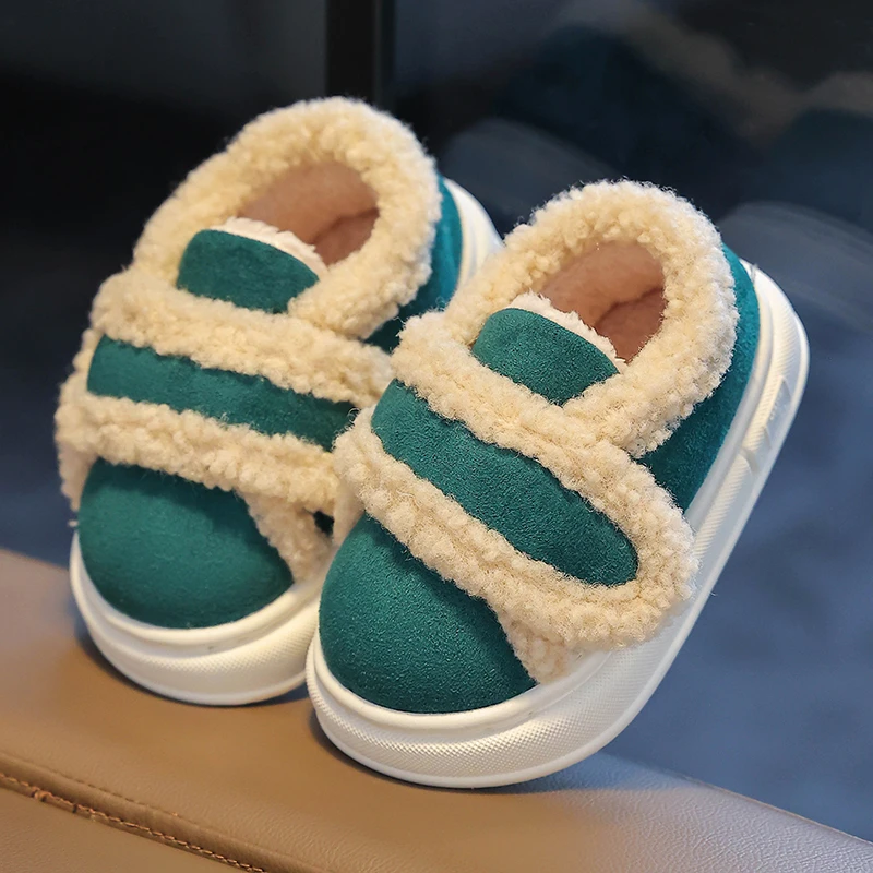 儿童棉鞋2024冬季宝宝室内棉拖鞋保暖家居鞋男女童防滑毛拖鞋包跟