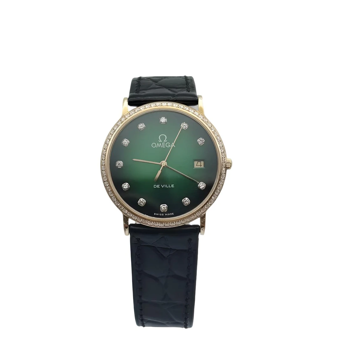95新 Omega/欧米茄 欧米茄石英暗夜绿盘手表/表径32.5/后钻