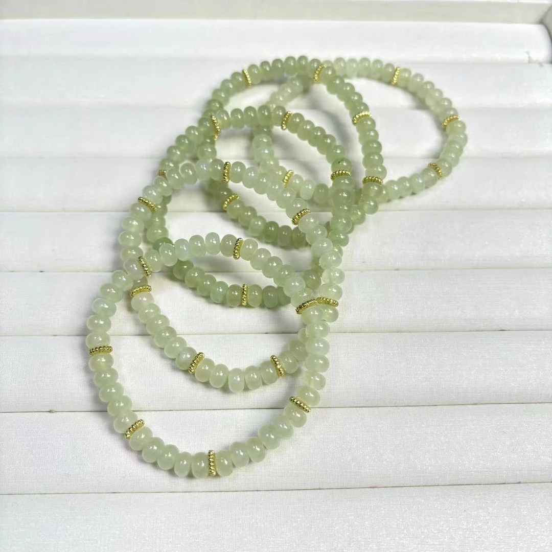 岫玉算盘珠水晶单圈手串（多样性发其一）文玩好东西