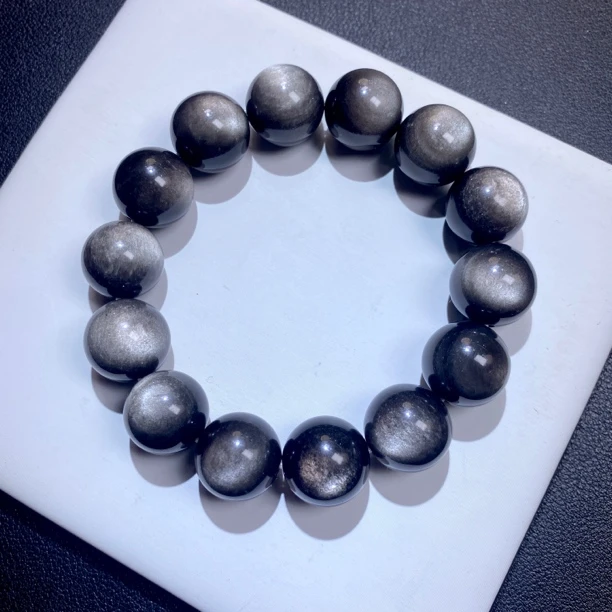 银曜石圆珠单圈情侣简约百搭渐变素圈手串手链（多样性发一）