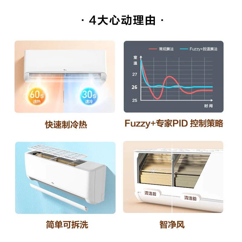 TCL空调大1.5匹新三级变频冷暖净润风高温杀菌自清洁健康可拆洗