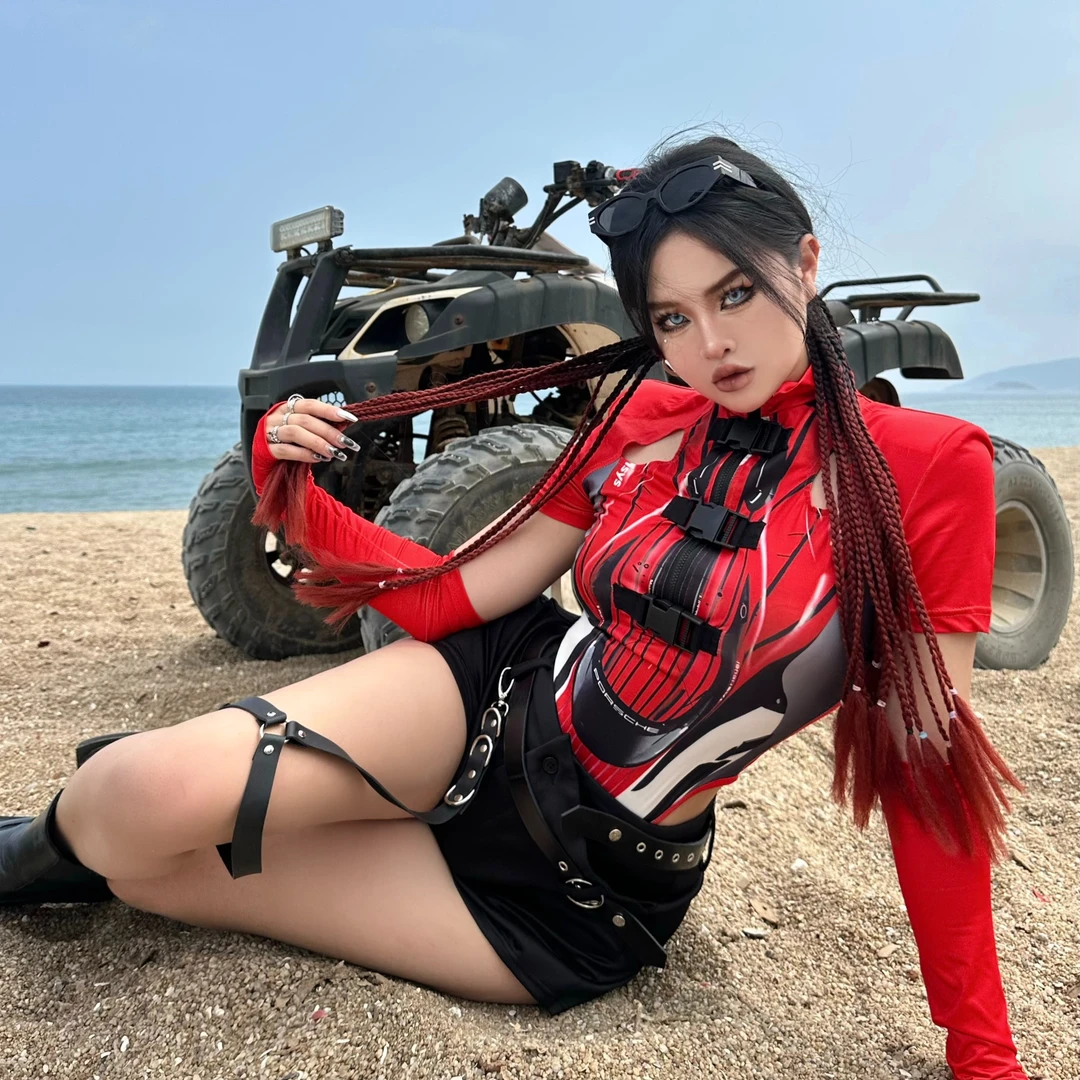 Blackgirl新款【一路狂飙】机车骑士拽姐酷炸欧美风酷女孩工装上衣