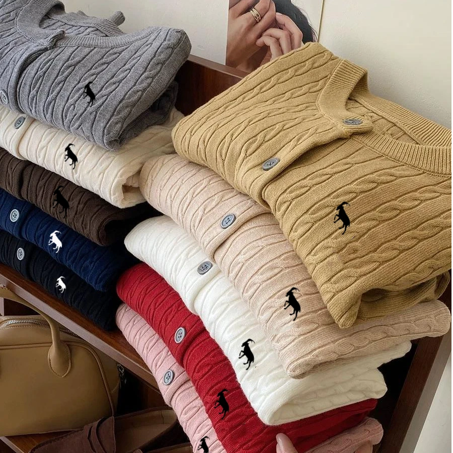 藏青色小马显瘦百搭外搭开衫宽松秋冬长袖针织衫外穿针织长袖上衣