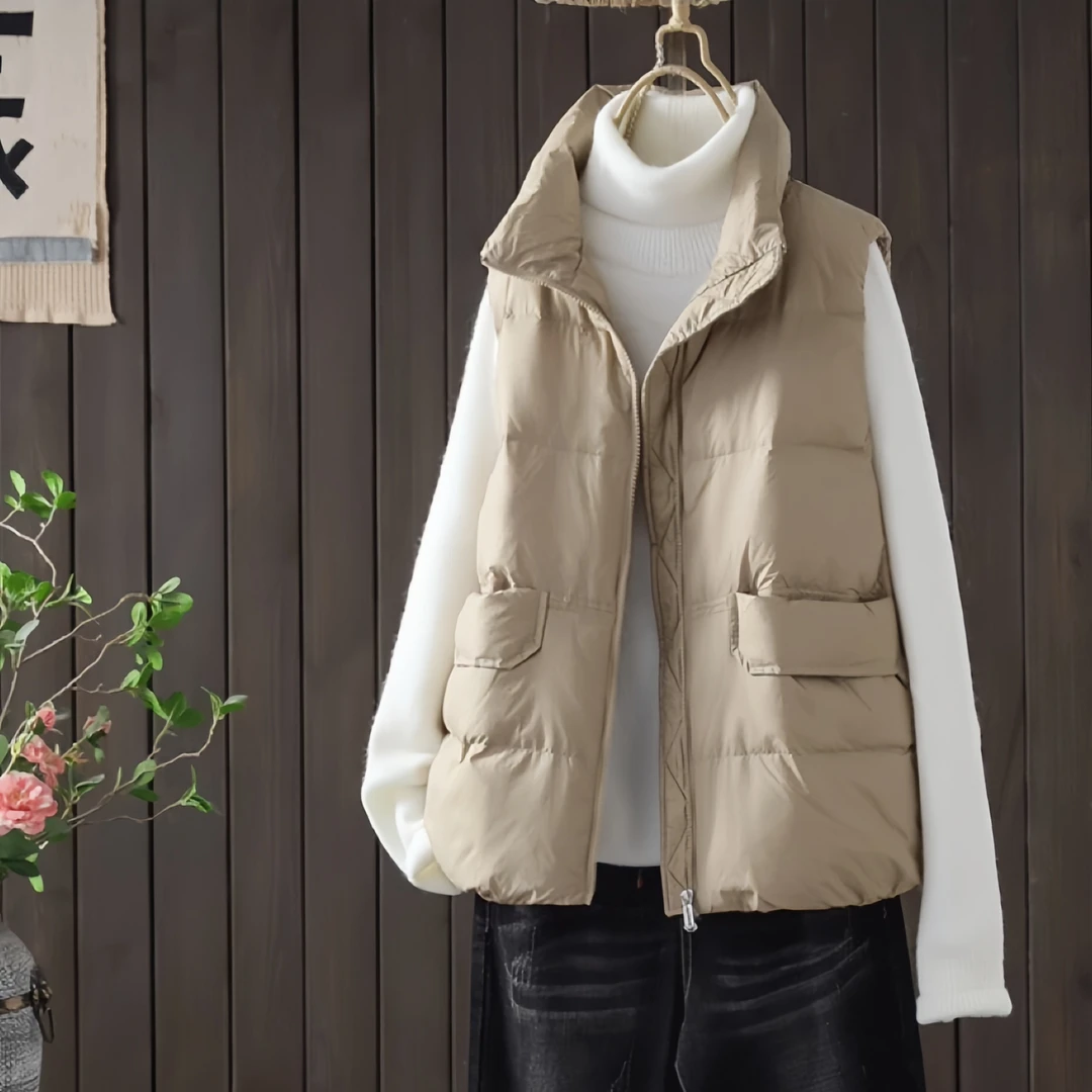 2023时尚百搭宽松轻薄通勤休闲简约大气减龄羽绒马甲坎肩羽绒背心