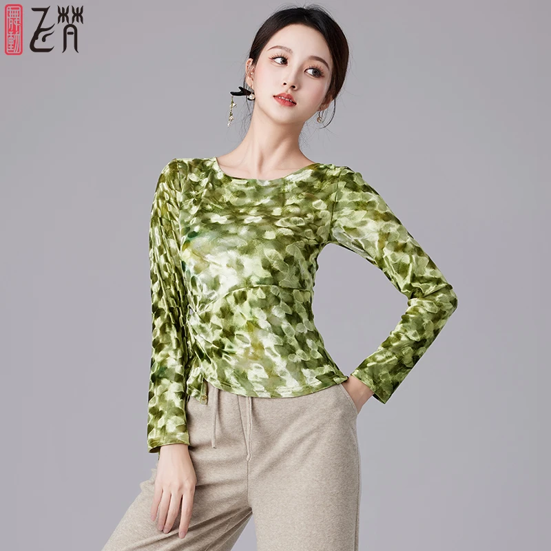 舞动飞梵现代舞古典舞服装中国舞舞蹈服古风练功上衣金丝绒秋冬季