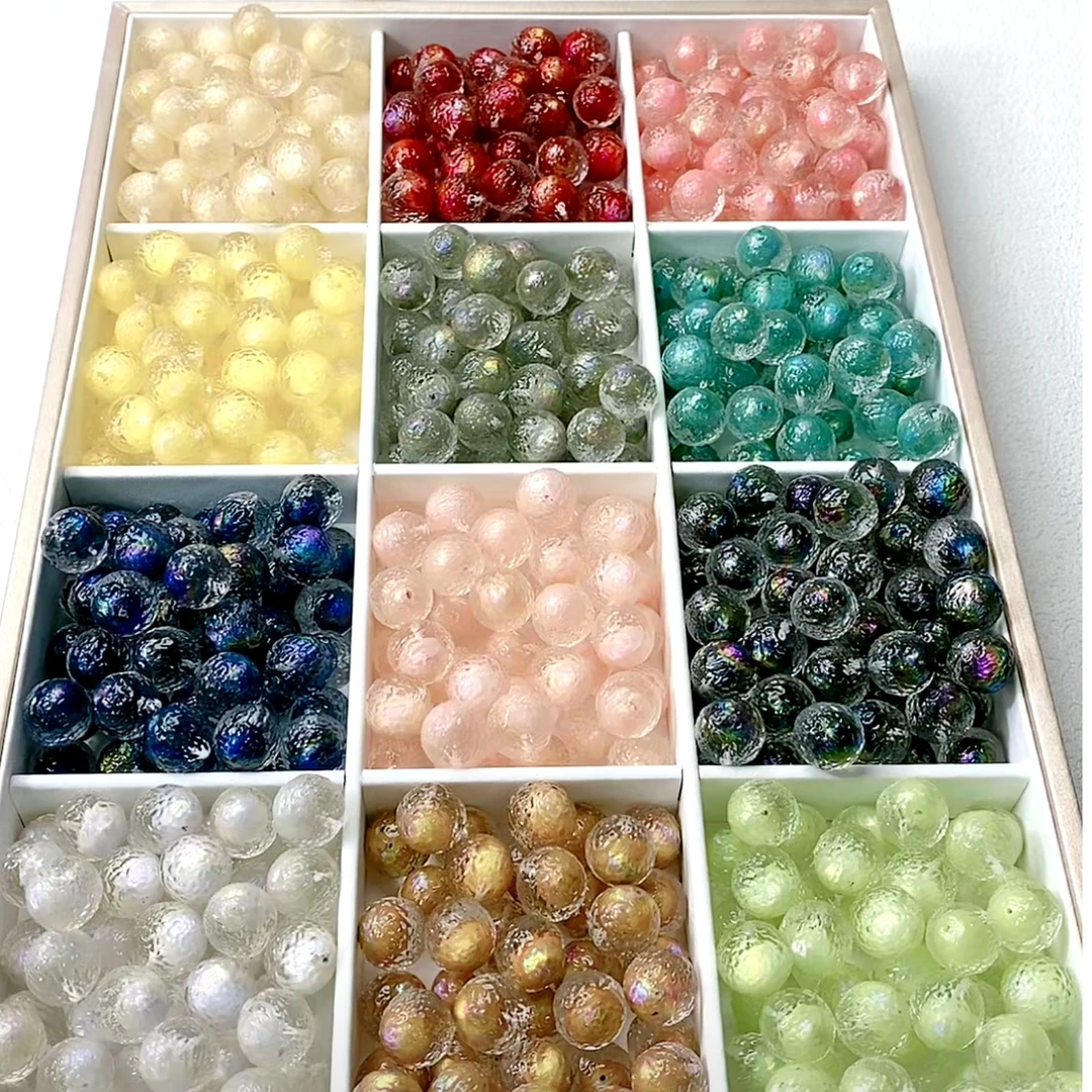 DIY饰品配件 韩国胶定制珠 大号发光溏心荔枝珠 通孔散珠手作材料