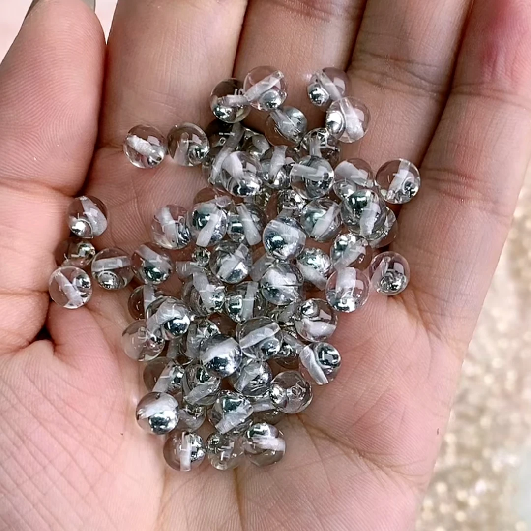 DIY饰品配饰 韩国胶定制珠  金色 银色 卡6小隔珠单开链接