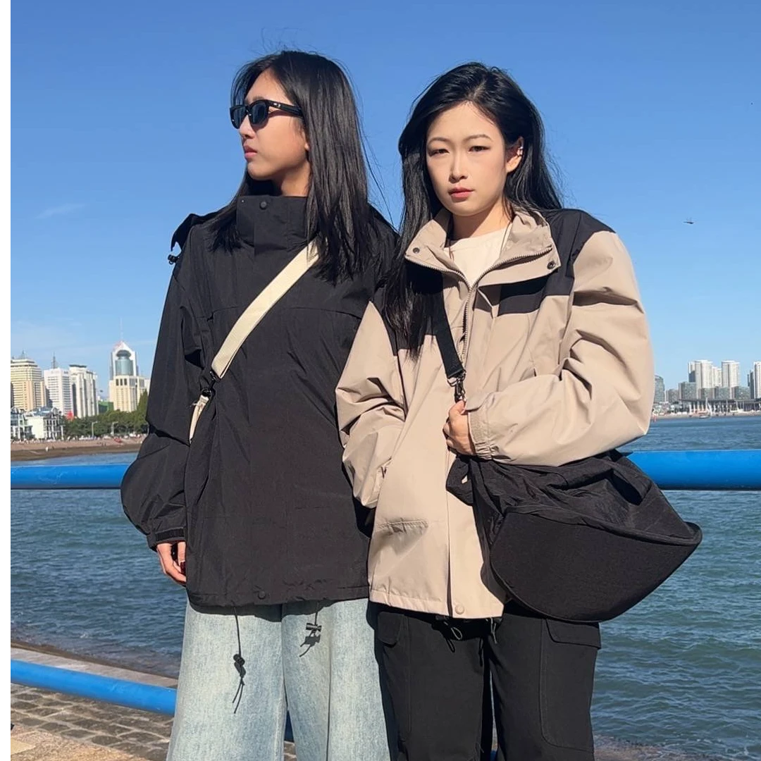 纸袋家秋冬「三合一可拆卸防水防风两件套」8803加绒男女同款冲锋衣