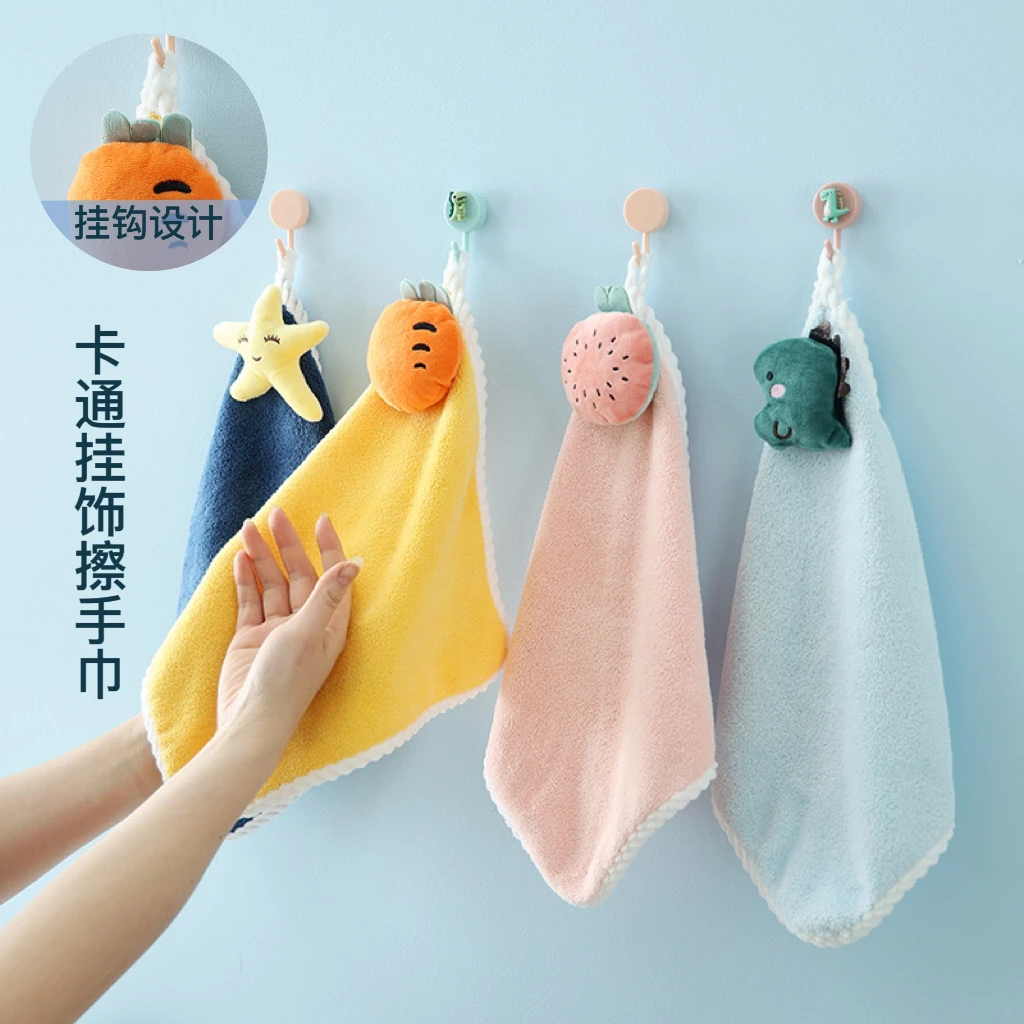 擦手巾小毛巾方巾可挂式可爱洗脸巾吸水巾速干卫生间厨房擦手帕