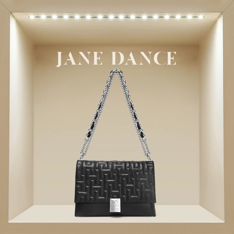 JANE DANCE春夏新品复古国风印花绣线单肩斜挎链条腋下包 D86418