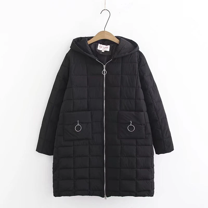 YLK8816棉服外套大码女装时尚休闲连帽中长款保暖冬季棉衣百搭