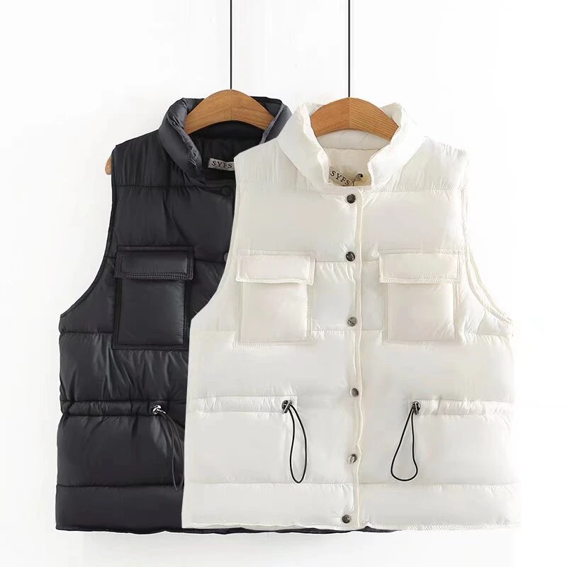 AT27时尚挡风立领大码女装棉马甲百搭宽松加厚无袖背心保暖韩版冬