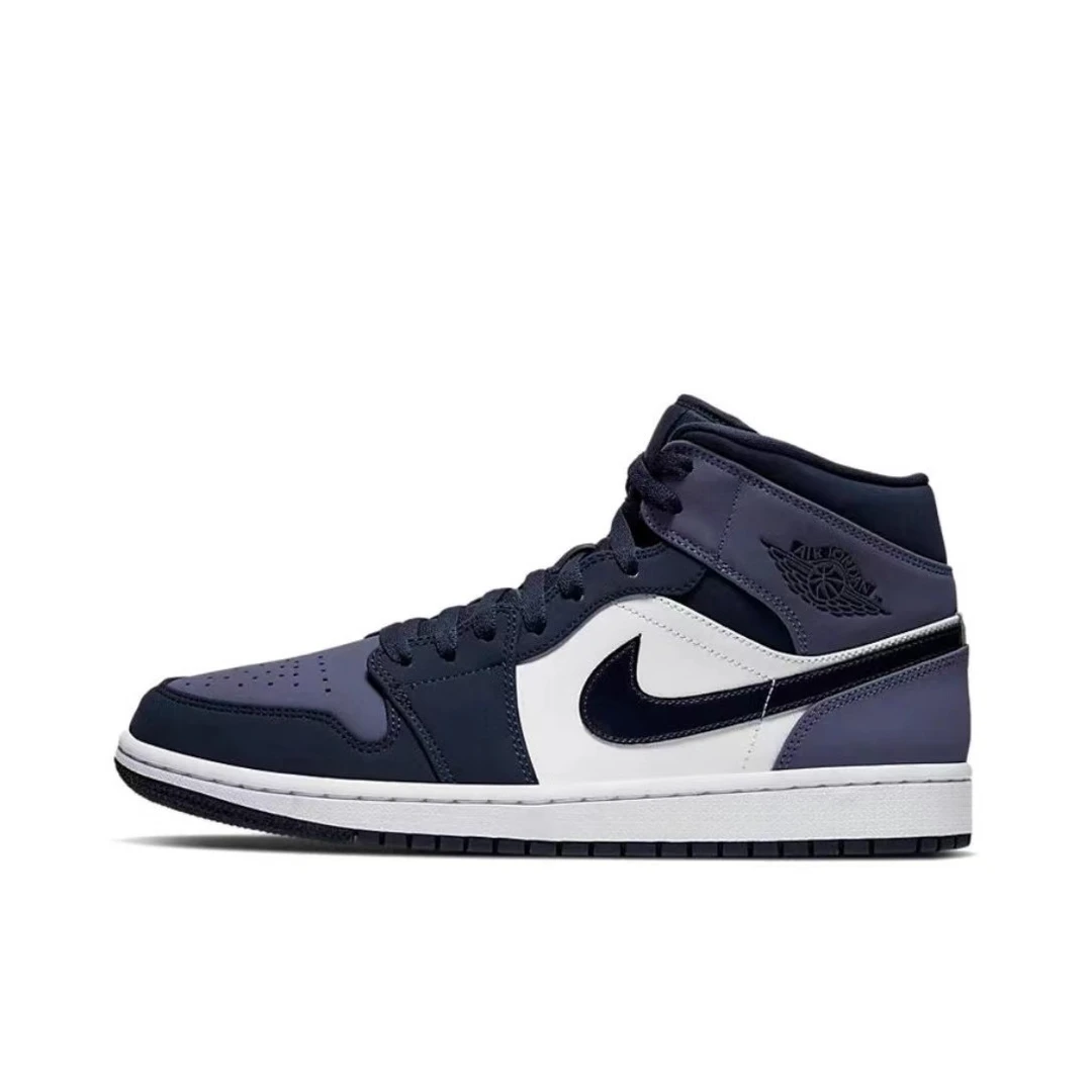 Nike耐克 AIR JORDAN 1 MID 男子黑紫中帮休闲 板鞋554724-445