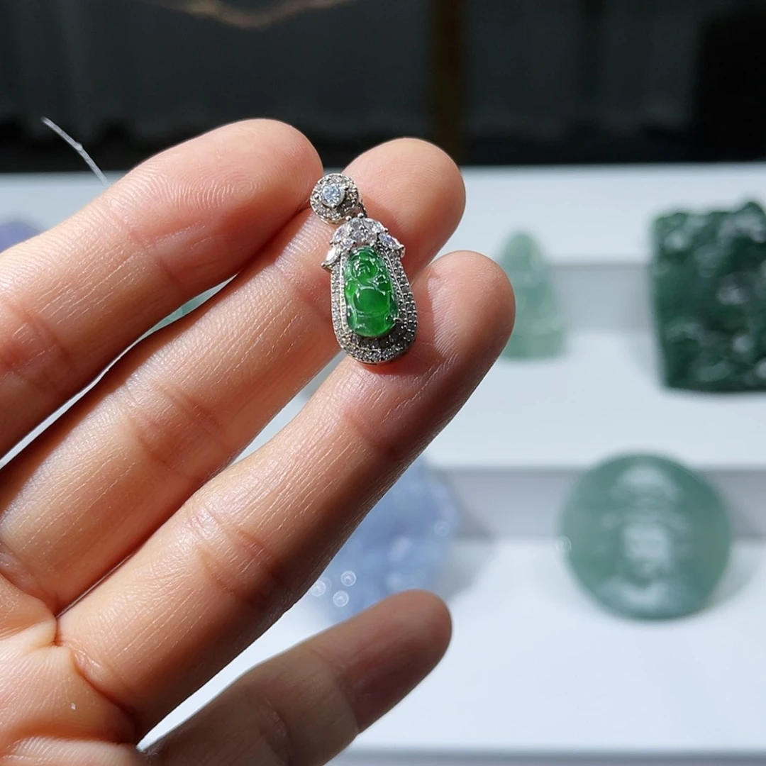 【闪购商品】定制翡翠银S925镶嵌万**璃