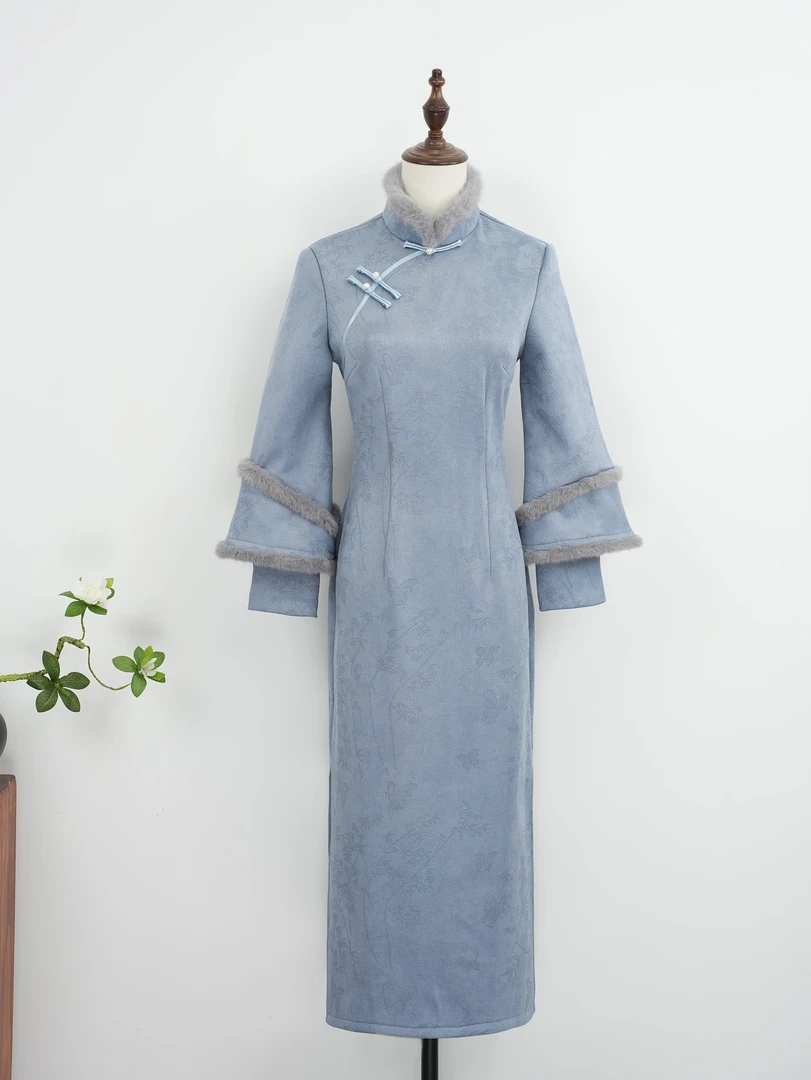 [禾筱]苏禾旗袍加绒中长款衣长115