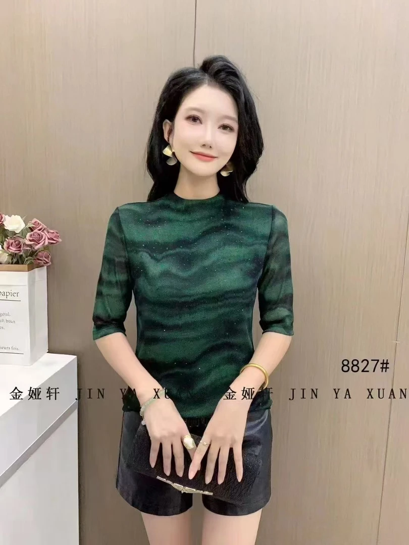 半高领早春新款长袖弹力修身显瘦舒适蕾丝打底衫上衣