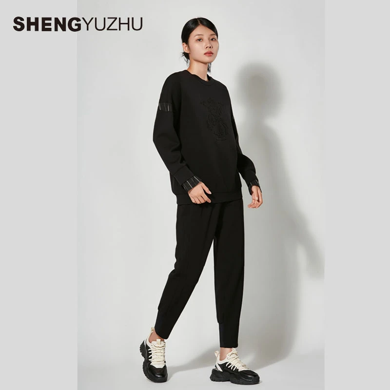 声雨竹秋冬新款时尚运动休闲百搭长袖圆领套头太空棉卫衣