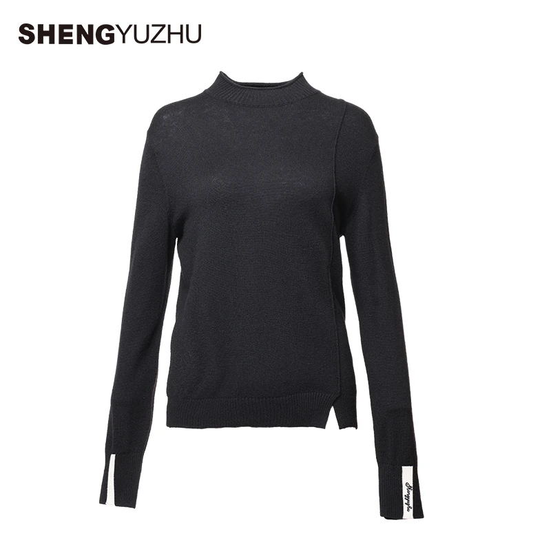 声雨竹秋冬新款时尚休闲针织衫长袖半高领套头毛衣