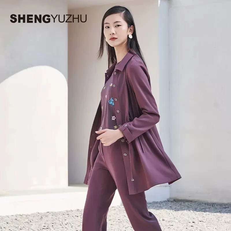 声雨竹官方旗舰店秋季新款风衣外套女高级感商场同款收腰修身大衣