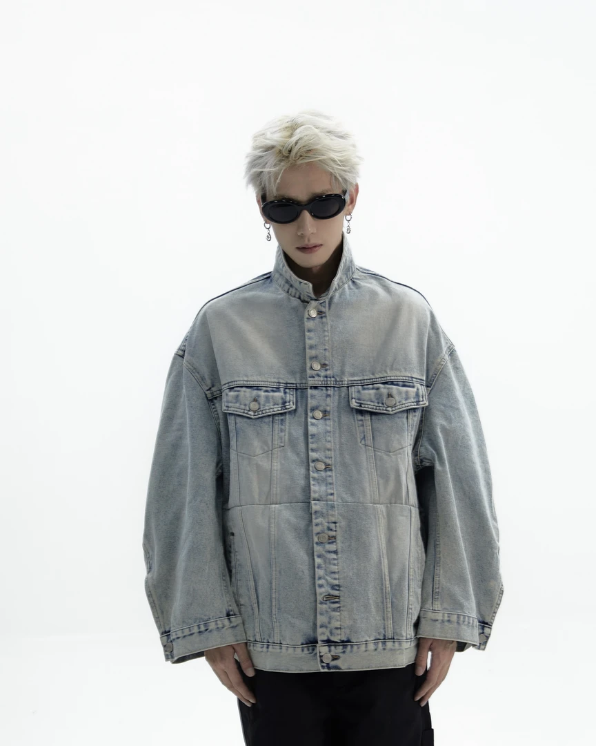 ASHDARK*Twisted大廓形剪裁牛仔夹克街头春秋宽松休闲多口袋外套