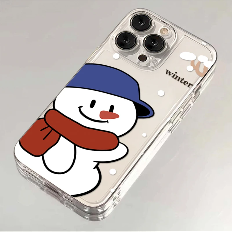 秋冬围巾雪人苹果oppo华为vivo小米iPhone15/12/13卡通14手机壳11