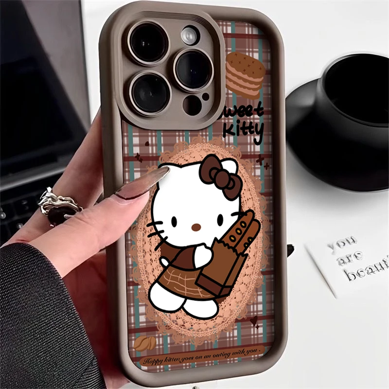 秋冬凯蒂面包棕色iPhone15promax手机壳11苹果12全包XR防摔13软14