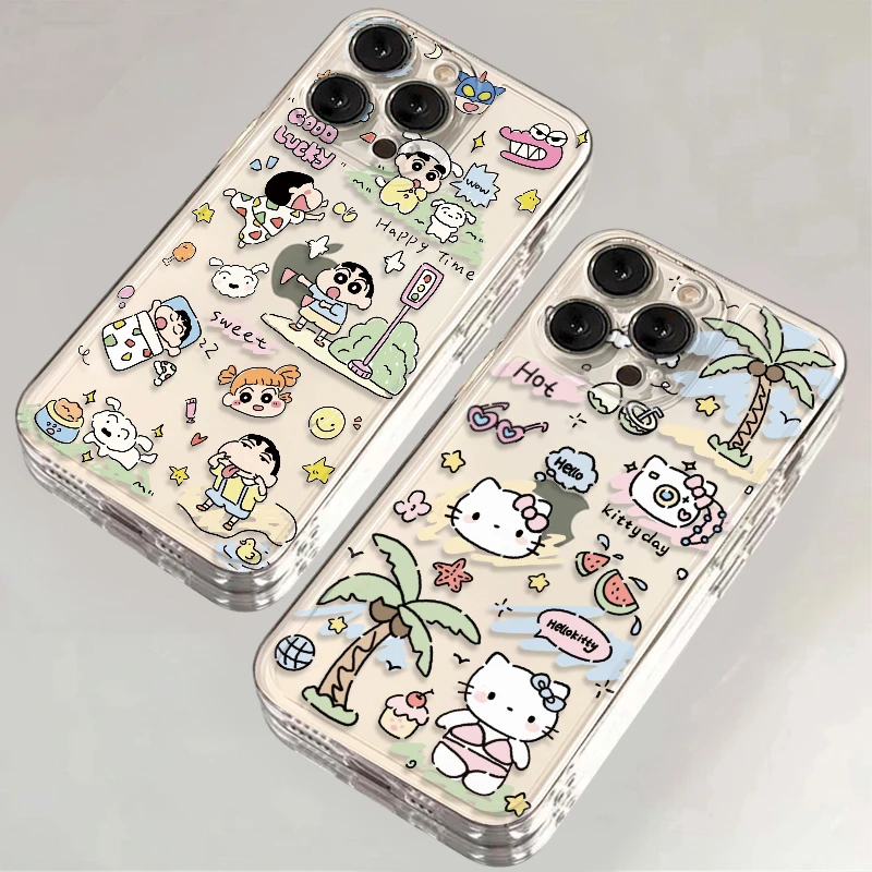 ins春日小新凯蒂iPhone13手机壳14苹果15软12/11华为vivo小米oppo