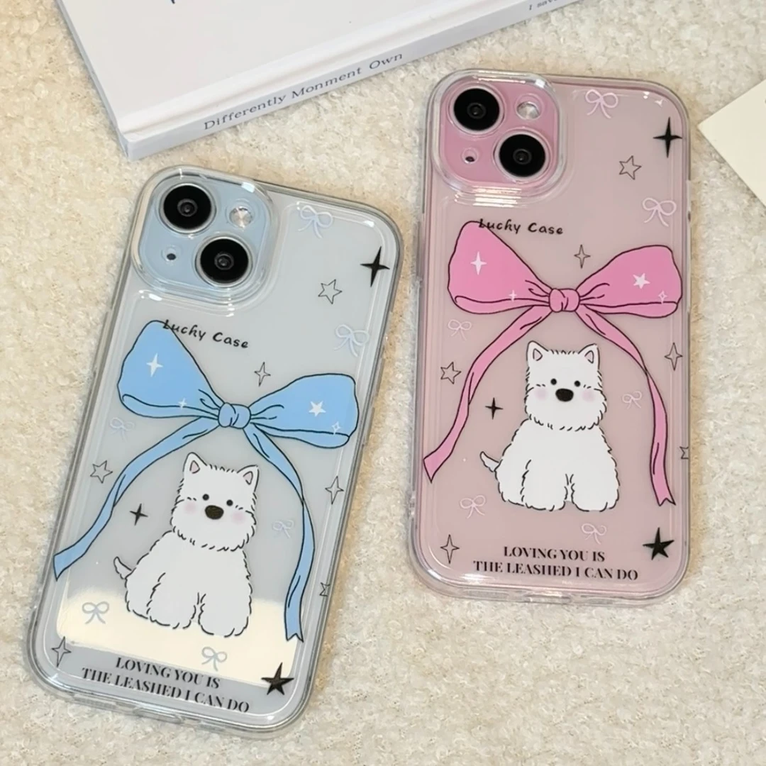有范壳蝴蝶结狗狗苹果13手机壳iPhone14软15闺蜜华为vivo小米oppo