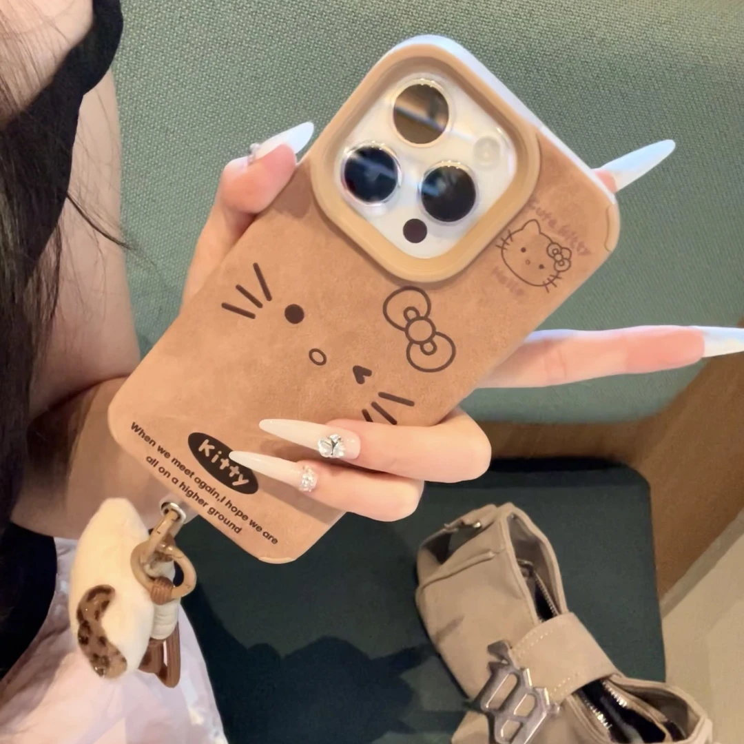 雅天立复古kitty表情适用苹果16/17华为手机壳vivooppo小米15秋冬