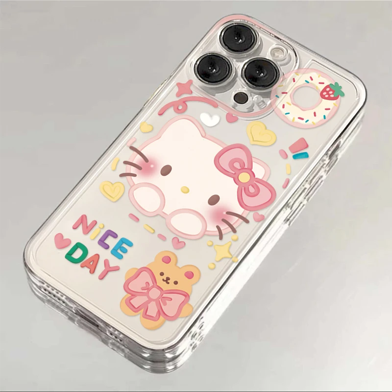 涂鸦大脸Kitty苹果15promax手机壳13软壳iPhone14可爱11 12软x/xr