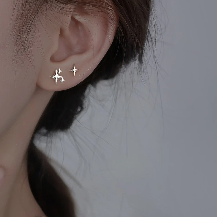 925银耳饰 养耳洞S925纯银针星星免摘耳钉女2025新款爆款精致耳饰