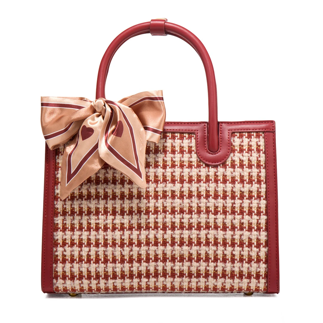 2024新款千鸟格大容量手提包新婚礼物新娘女喜妈妈包喜婆婆结婚包