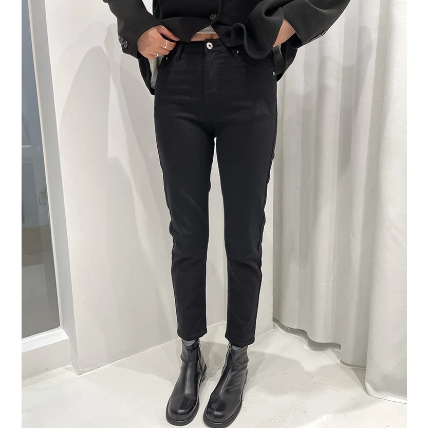 widelia韩版新款休闲直筒牛仔裤女高腰显瘦九分裤百搭弹力裤子W05