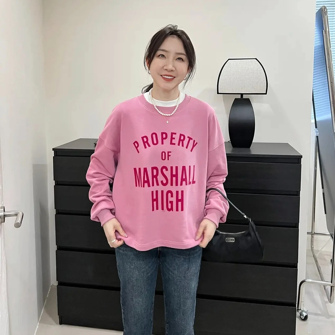 widelia秋冬新款字母印花宽松圆领套头卫衣女休闲百搭上衣ins9228