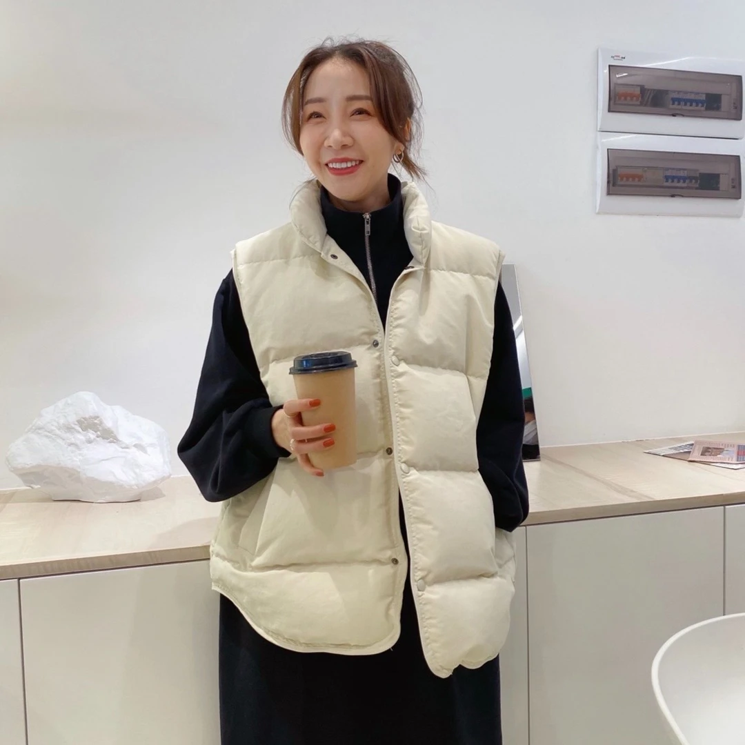 widelia韩版秋冬纯色宽松休闲百搭加厚面包马甲背心网红外套6089