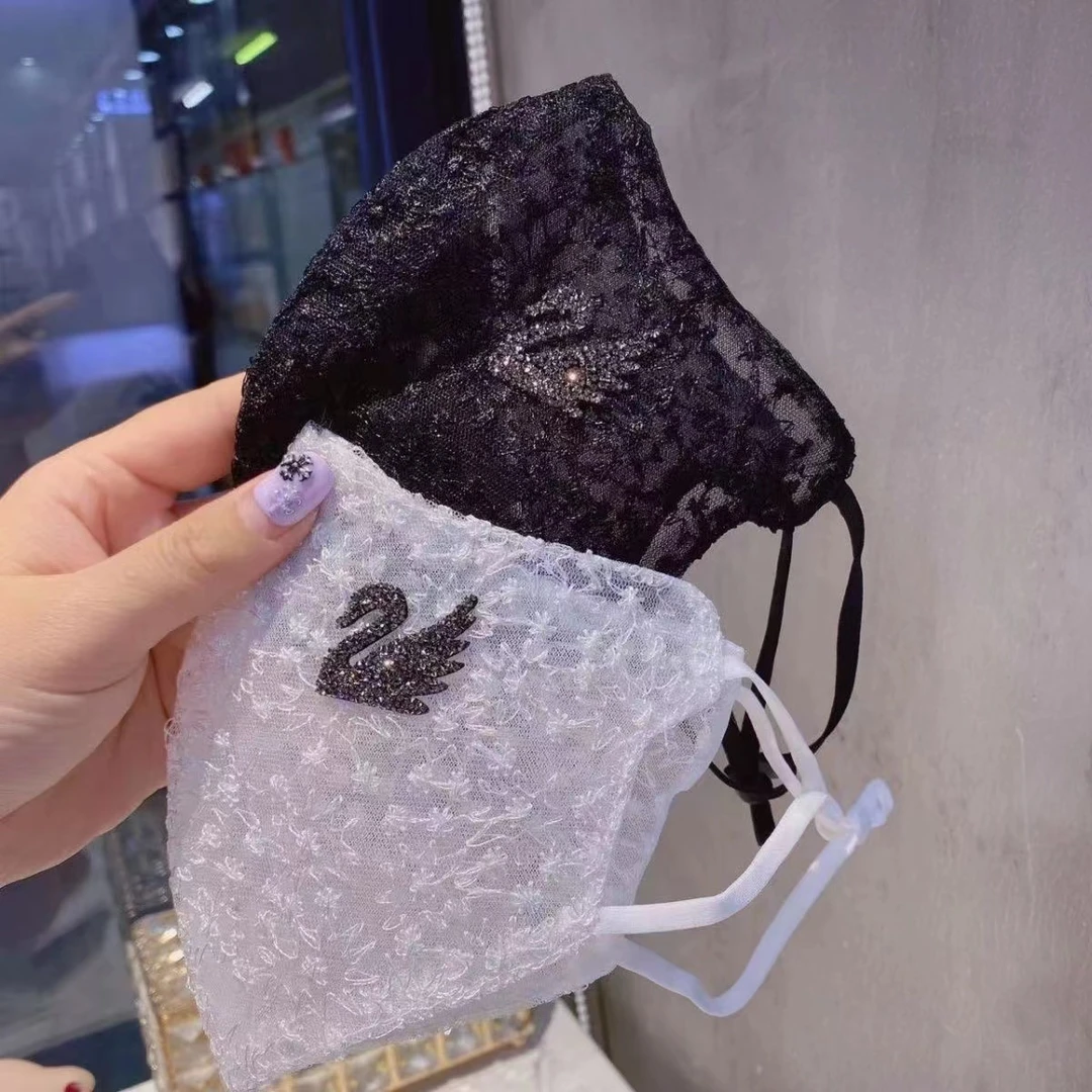 网红同款刺绣潮款网纱天鹅防晒面纱可以水洗可调节成人女款均码