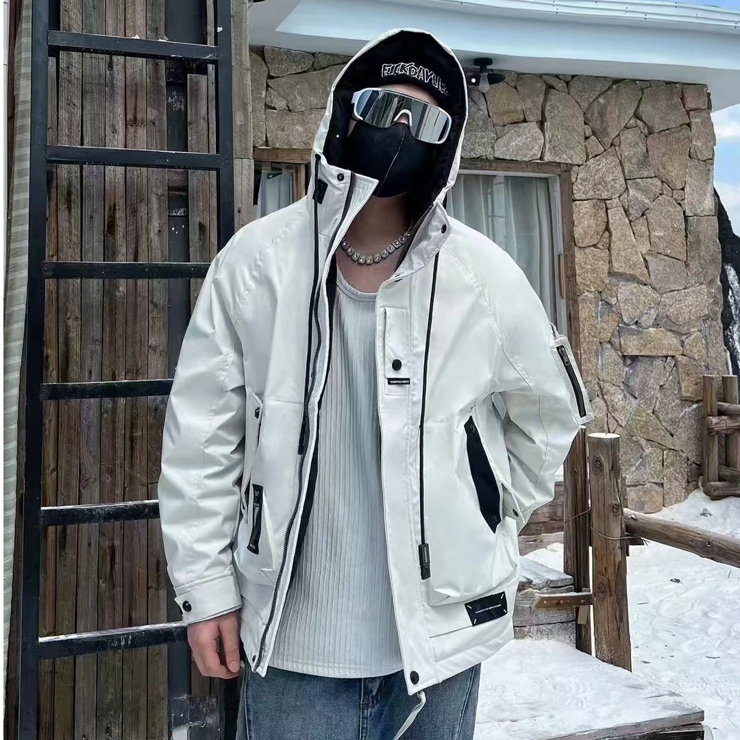 3301-冬季时尚百搭情侣连帽潮流休闲韩版拼接宽松防风运套非标